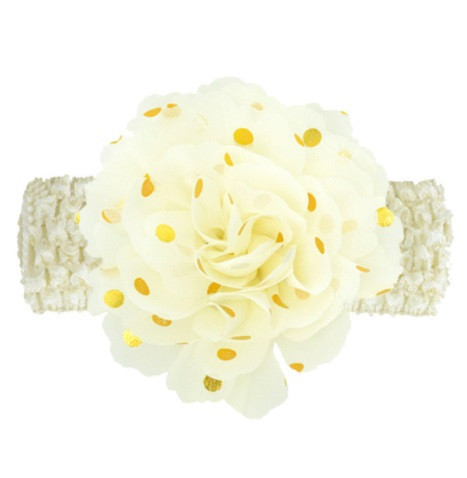 Детская бежевая повязка на голову - окружность головы около 40-52см, диаметр цветка 9см Киев - изображение 1