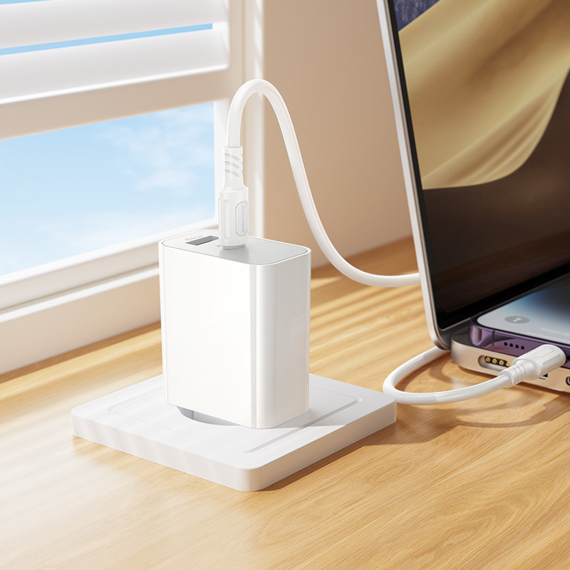 Мережевий зарядний пристрій з кабелем BOROFONE BA108A Stellar PD30W+QC3.0 charger set (C to iP) (EU) White Одеса - фото 8