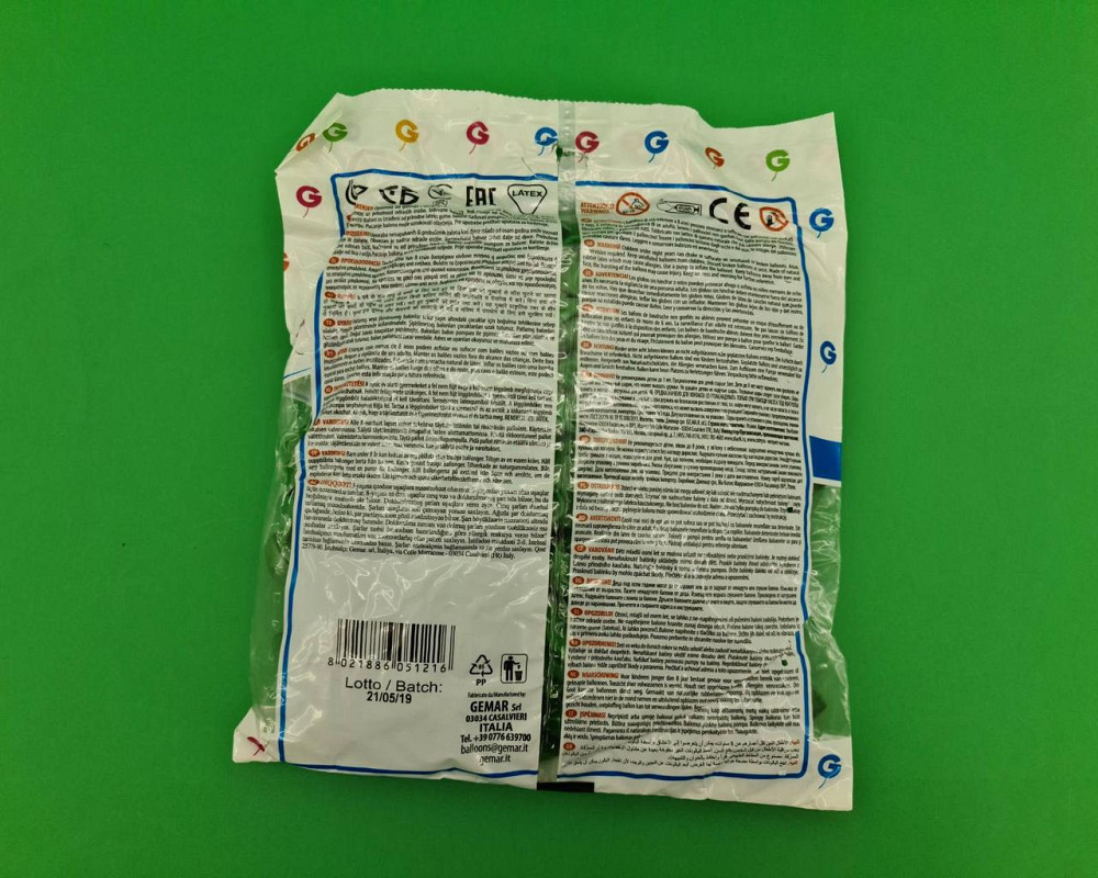 Повітряні кульки пастель зелений 5" (13 см) 100 шт Gemar (1 пач.) Харків - фото 2