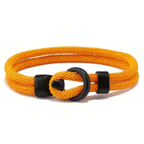 Браслет унисекс горчичного цвета из шнура с узлом – трендовый аксессуар, подарок для него и неё, 21 см Киев