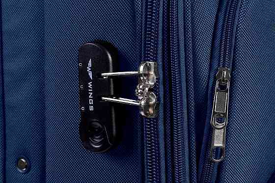 Валіза тканинна WINGS 6802 велика 75 см темно-синя 4 колеса Київ