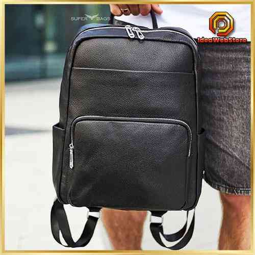 Міський чоловічий рюкзак з натуральної шкіри стильний чорного кольору для чоловіка зручний для ноутбука Tiding Bag Київ