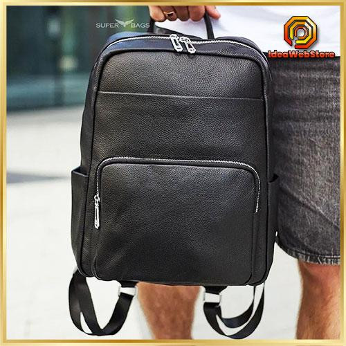 Міський чоловічий рюкзак з натуральної шкіри стильний чорного кольору для чоловіка зручний для ноутбука Tiding Bag Київ - фото 1