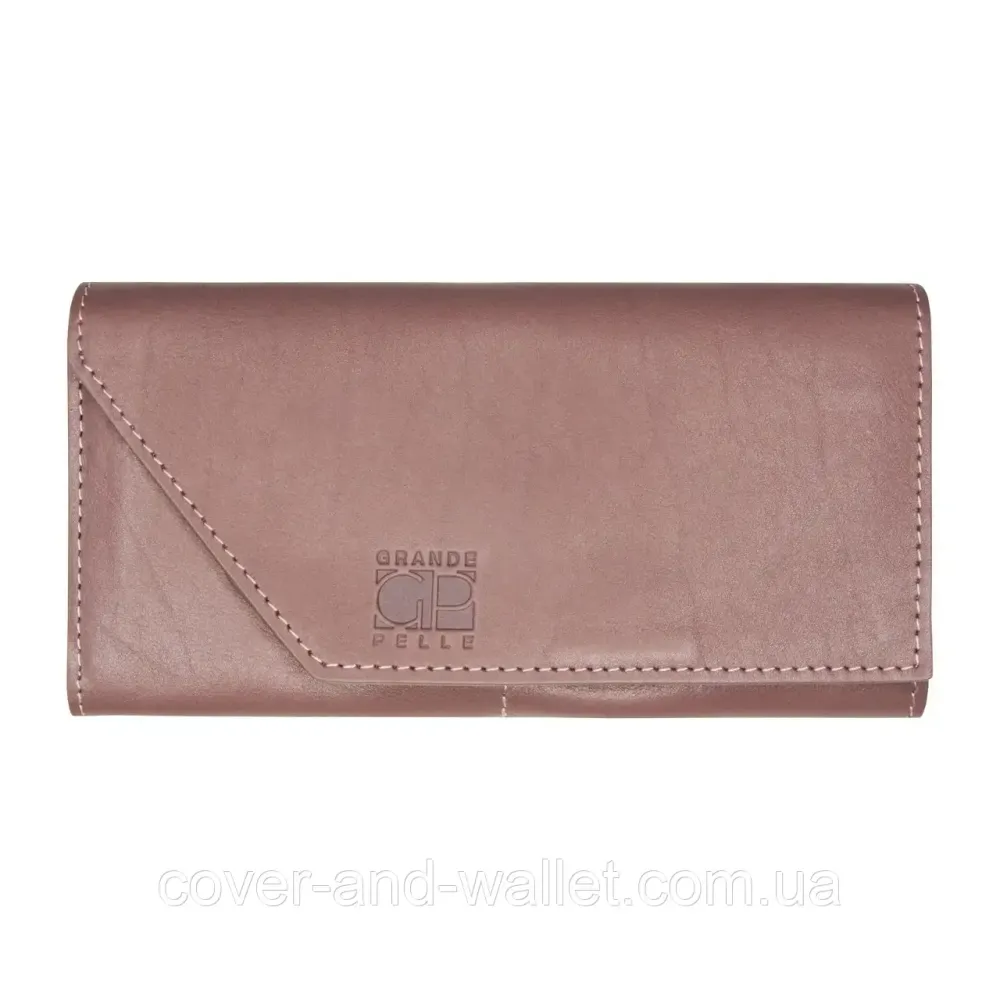 Пудровый женский кошелёк большого размера на магнитах ручной роботы Grande Pelle Festa 21010 Киев - изображение 8