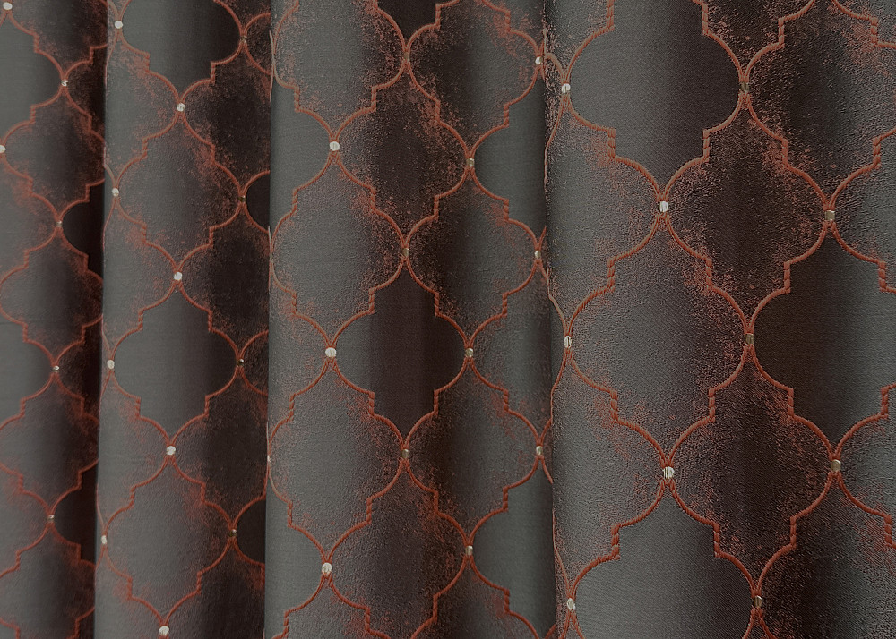 Комплект готових штор VR-Textil Жакард SAPFIR № 1752ш Графітовий з теракотовим 150х300 см 2 шт (33-0718) Київ - фото 8