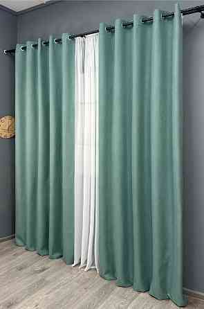 Комплект штор на люверсах VR-Textil Блэкаут двусторонний ASHEN NIGHT № 1849ш Бирюзовый 150х270 см 2 шт (37-0290) Киев