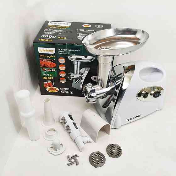 Мощная качественная электромясорубка Rainberg RB-675 3800W, Мясорубка с решеткой для фарша XK-99 Львов