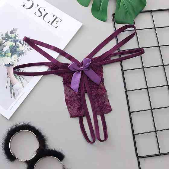 Еротичні трусики з мереживом та бантами універсальний фіолетовий Київ