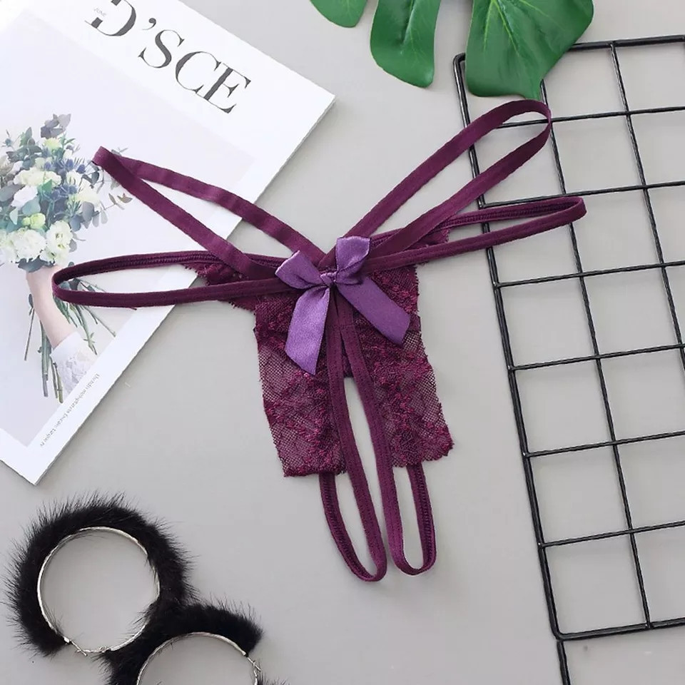 Трусики с дыркой кружевные универсальный фиолетовый Киев - изображение 1