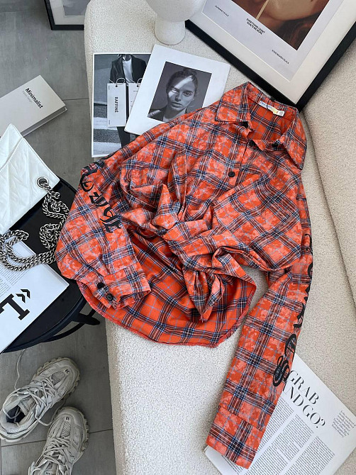 Жіноча стильна оверсайз сорочка у клітинку турецька фланель Одеса - фото 7