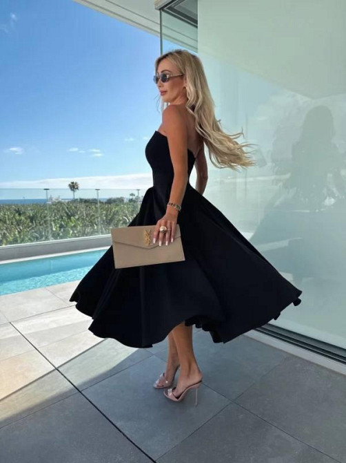 Женское романтическое платье с открытыми плечами креп костюмка Черный, 42/44 Одесса - изображение 8