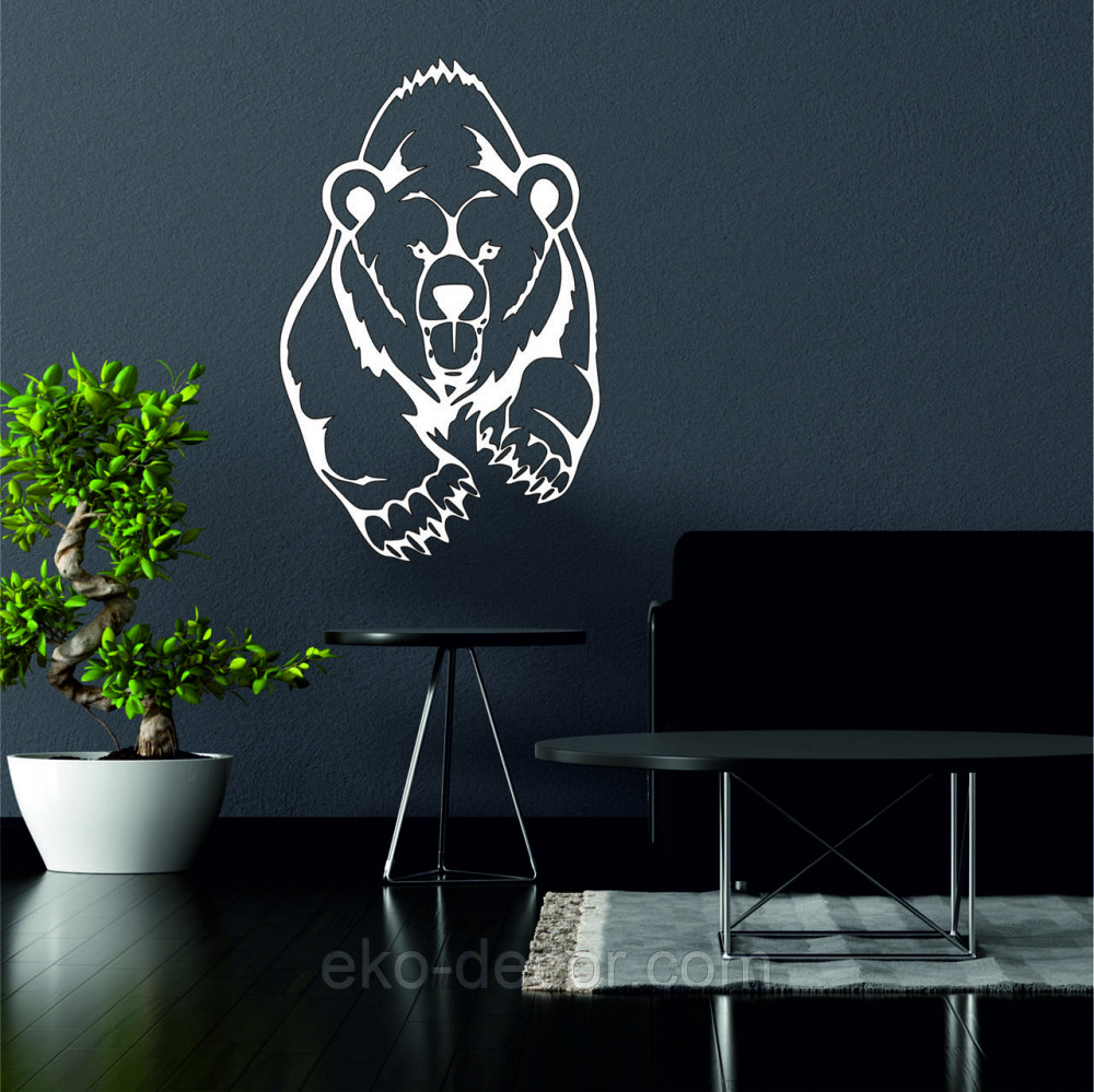 Декоративне настінне Панно «Ведмідь» Декор на стену 110*70 см, Білий Київ - фото 3