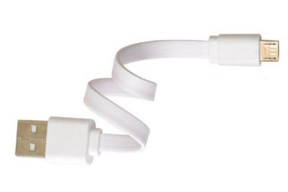 Кабель USB-microUSB для заряджання телефону планшету плаский 20 см білий Київ - фото 3