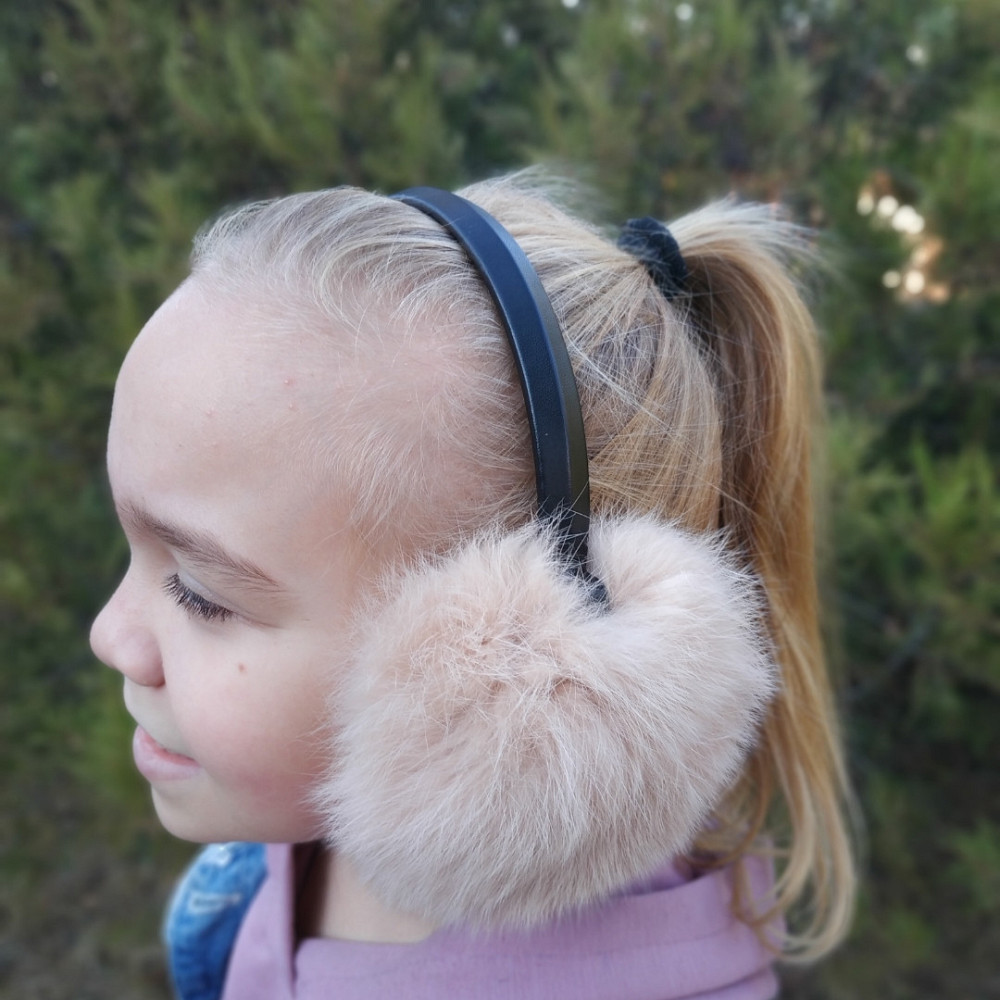 Наушники меховые взрослые из кролика Бежевый Харьков - изображение 7