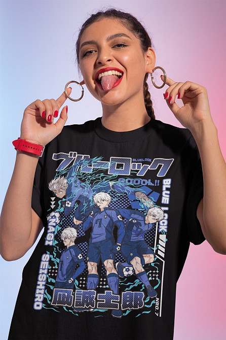 Футболка мужская аниме Аниме Манга Наги Блуе оверсайз (S/M/L) Черний AnimeJ0498 Днепр - изображение 9