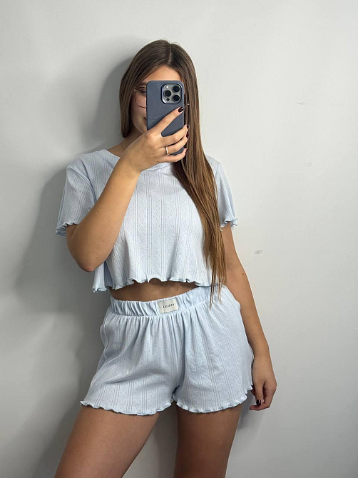 Женский трикотажный комплект для дома Голубой XL-2XL Харьков - изображение 3