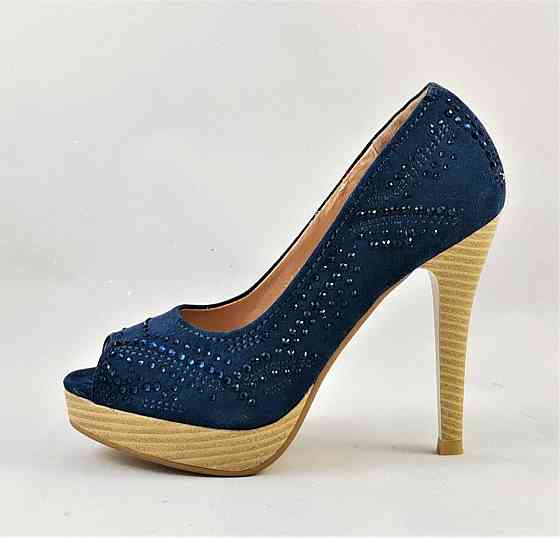 Жіночі Сині Туфлі на Каблуку Шпильке Замшеві Модельні (розміри: 36,37,38,39,40) — 37-3 Дніпро