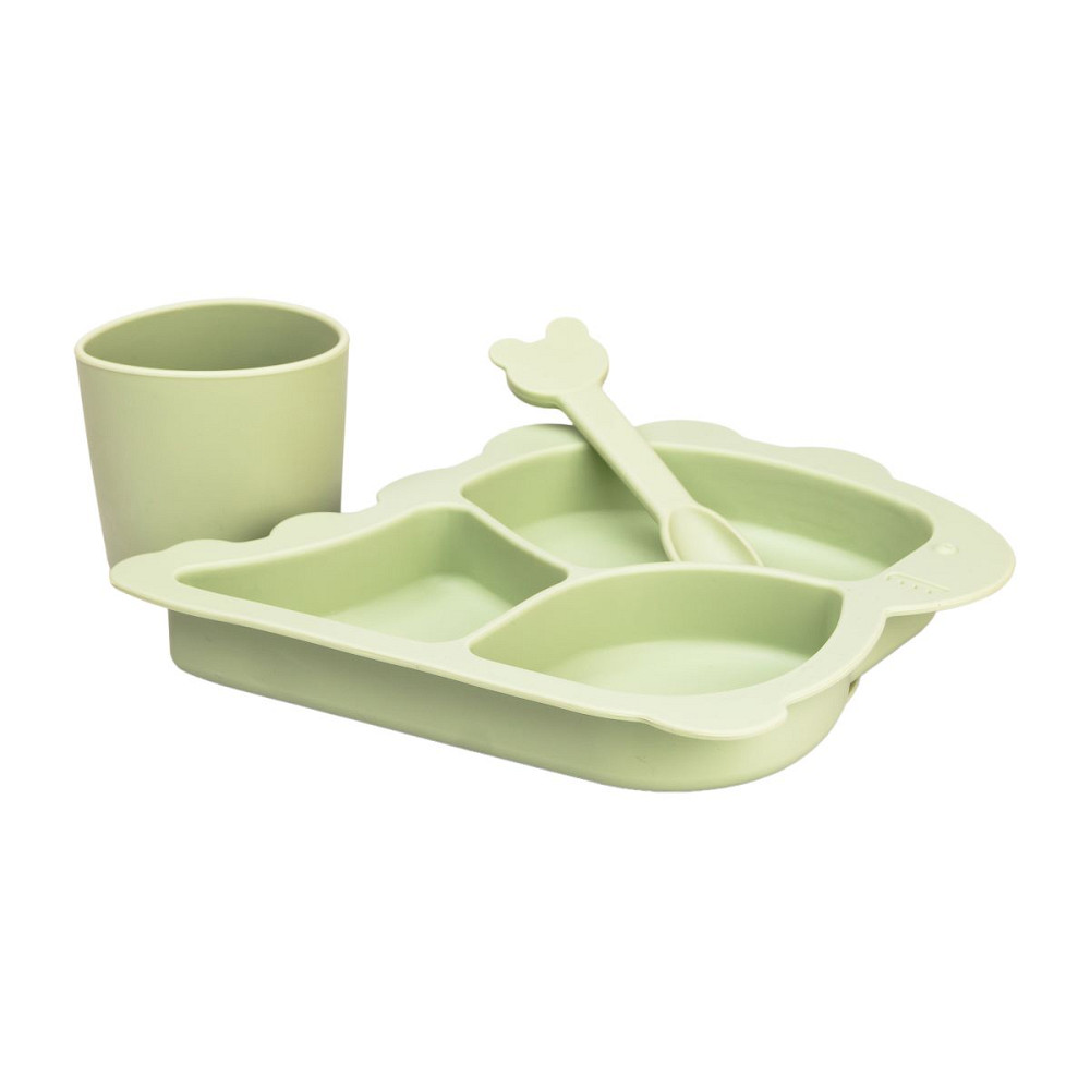 Дитячий набір силіконового посуду 3 предмети зелений HP34545G Коломыя - изображение 2