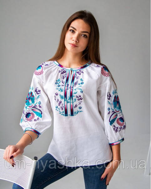 Красива жіноча вишиванка "Діброва" яскрава незвичайна вишивка рукав 3/4 Кривий Ріг - фото 2