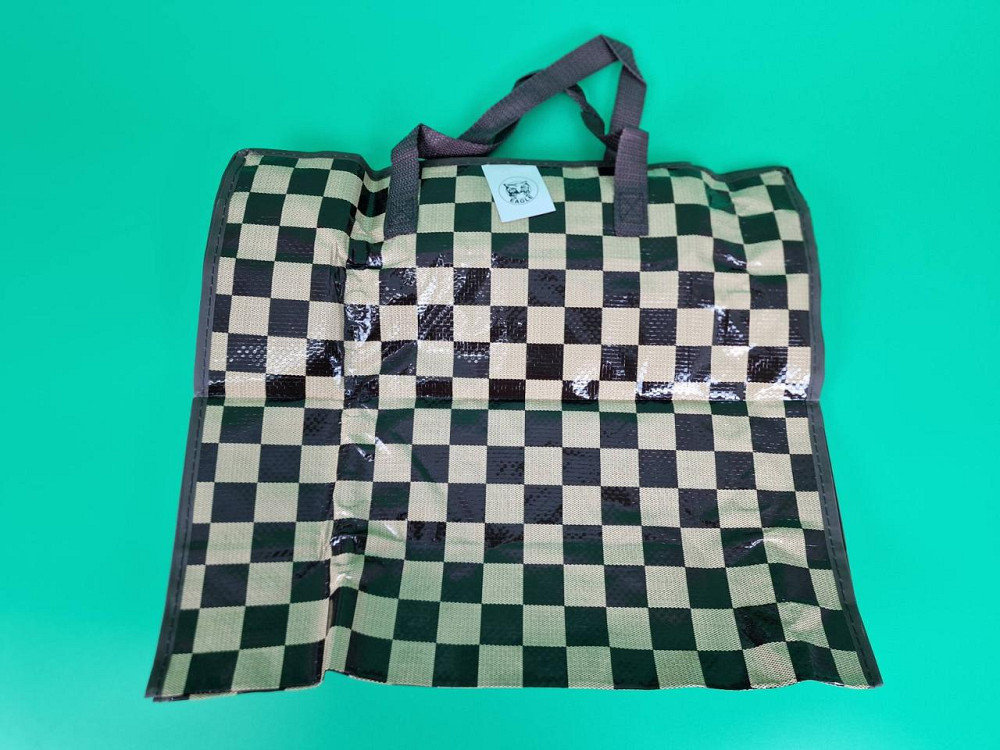 Сумка хозяйственная на змейке , полипропиленовая,  с цветным рисунком  №3 Шахматы+круги (50x34x22) (1 шт) Харьков - изображение 1