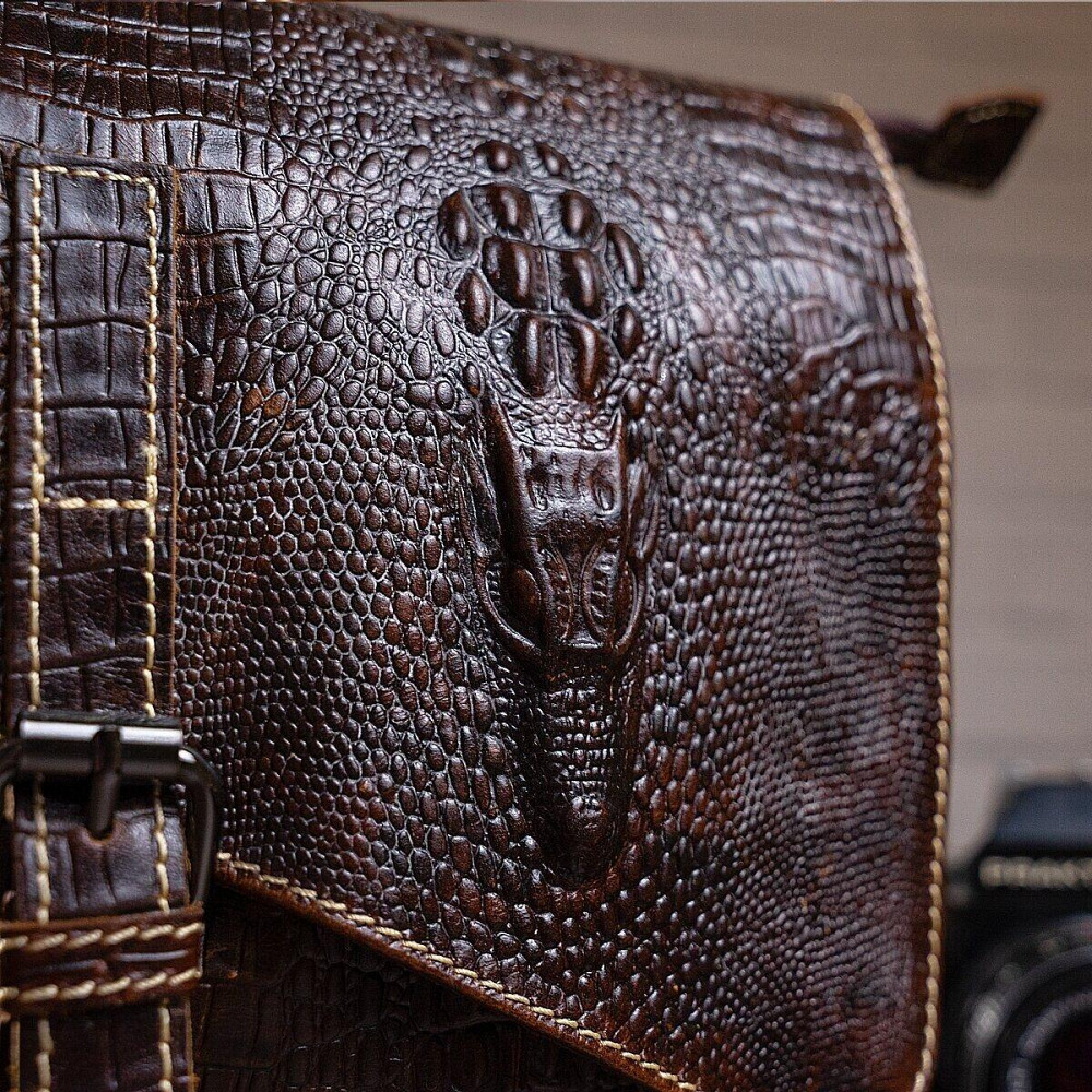 Сумка-месенджер тиснення під екзотику Коричнева (Vintage) Київ - фото 4