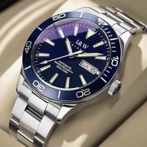 Часы мужские механические наручные Carnival BlueMarine 10 Bar (Серебристые) Винница