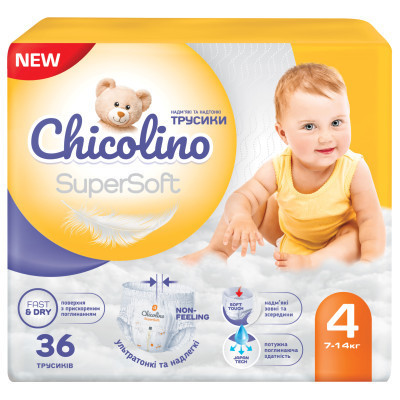 Підгузки Chicolino Super Soft Розмір 4 (7-14кг) 36 шт (4823098414445) Вінниця - фото 1
