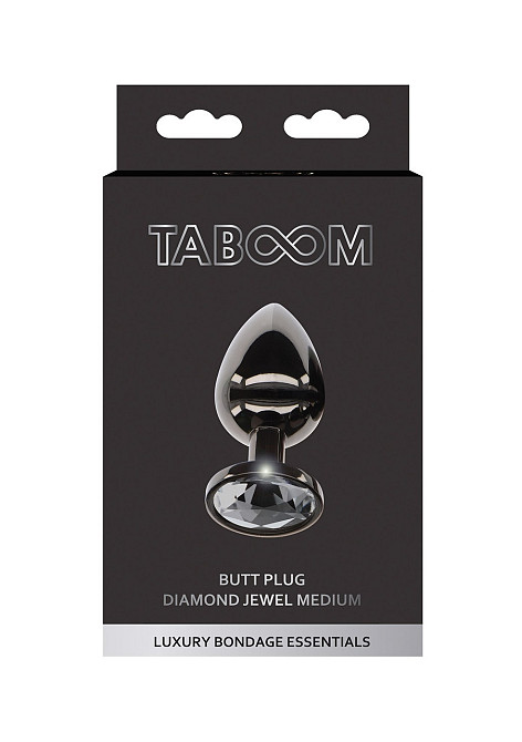 Анальна металева пробка M із чорним каменем Butt Plug With Diamond Jewel Taboom Sex Aura Київ - фото 7