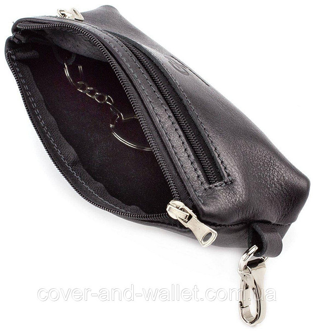 Большая кожаная ключница на два отделения Grande Pelle Borsetta (черная) Киев - изображение 1