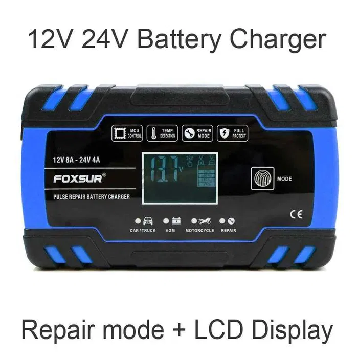 Зарядное устройство для автомобильного аккумулятора Foxsur 12V-24V 8A (Синий) Киев - изображение 5