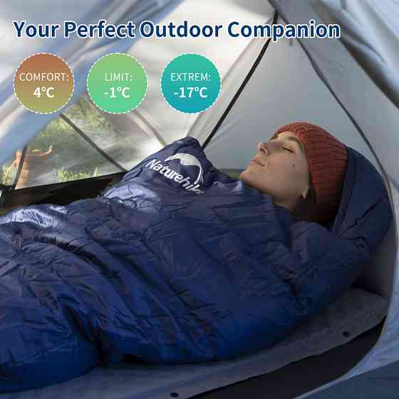 Спальник з капюшоном Naturehike MJ300 CNK2300SD014, темно-блакитний Київ