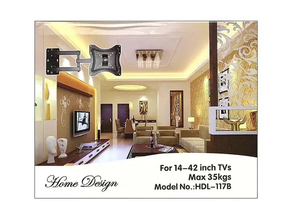 Настінне консольне кріплення для телевізора HDL-117B 14"-42", поворотне та похило, міцне металеве, чорне Одеса - фото 2