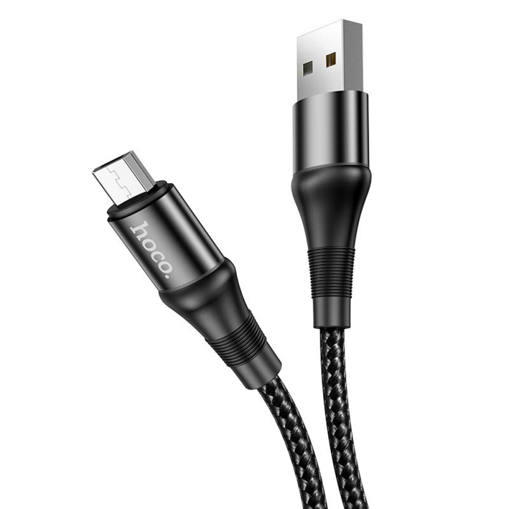 Кабель HOCO X50 USB to Micro 2.4A, 1m, nylon, aluminum connectors, Black Київ - фото 2