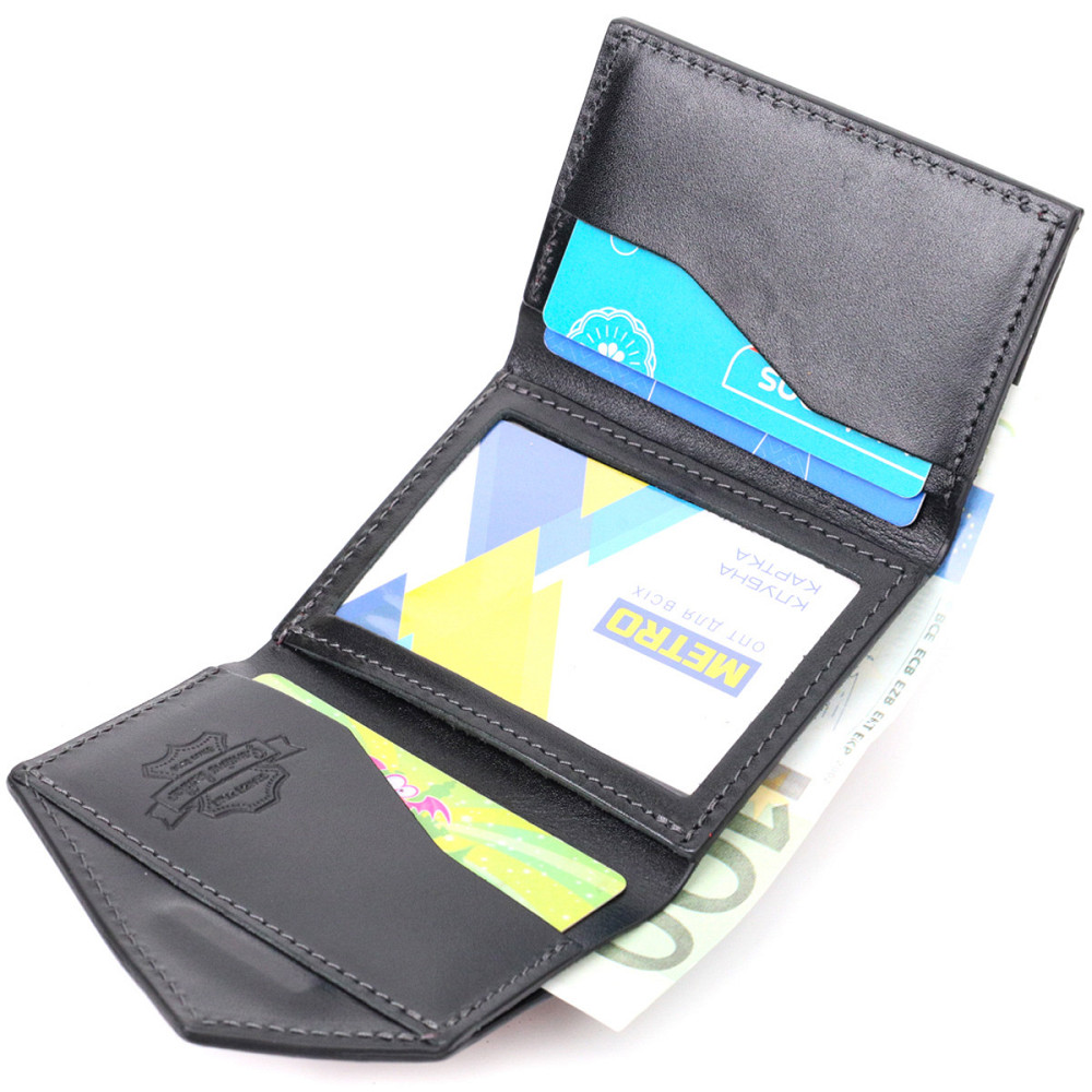 Стильний невеликий гаманець із натуральної шкіри GRANDE PELLE 16800 Бордовий Київ - фото 4