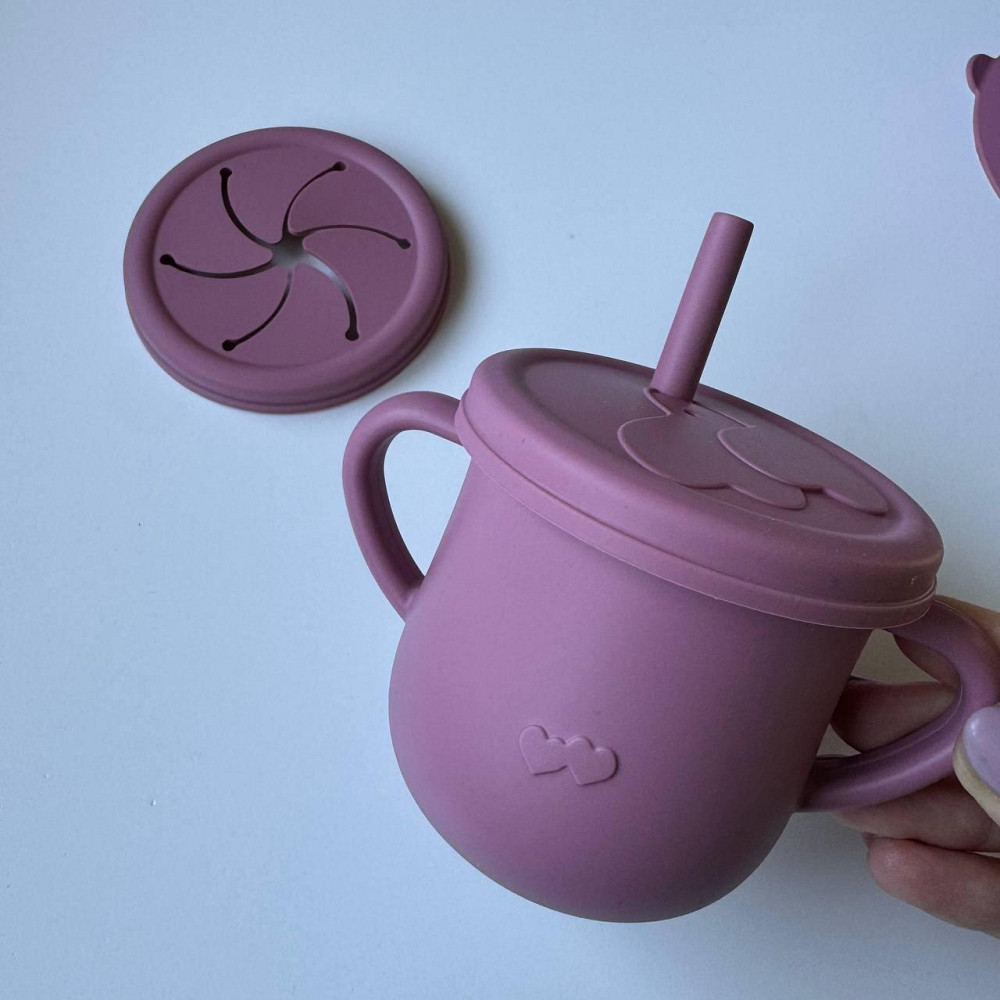 Набір дитячого силіконового посуду для дітей 9 предметів на присосках Колір рожевий пакунок малюка Київ - фото 6