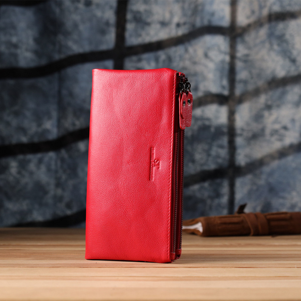 Шкіряний жіночий гаманець на три відділення ST Leather 23109 Червоний Київ - фото 3