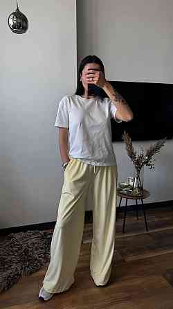 Женские прогулочные брюки из плюш велюра Лимонный, 44/46 Одесса