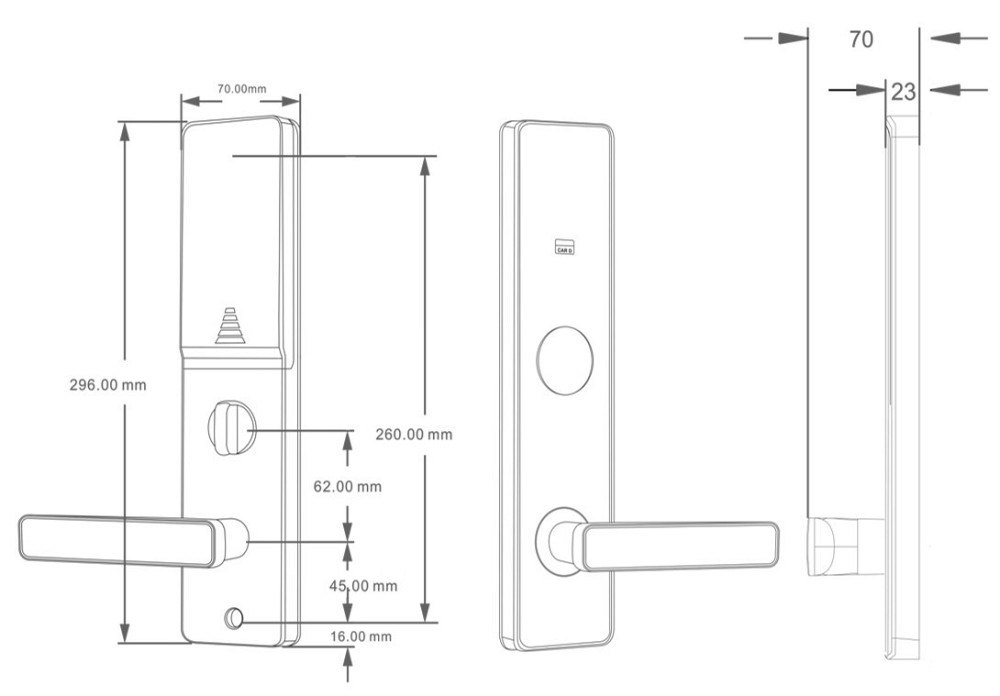 Електронний готельний замок PES Hotel, лівий, чорний Київ - фото 3