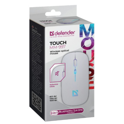 Мышка Defender Touch MM-997 Silent Wireless RGB White (52998) Винница - изображение 4