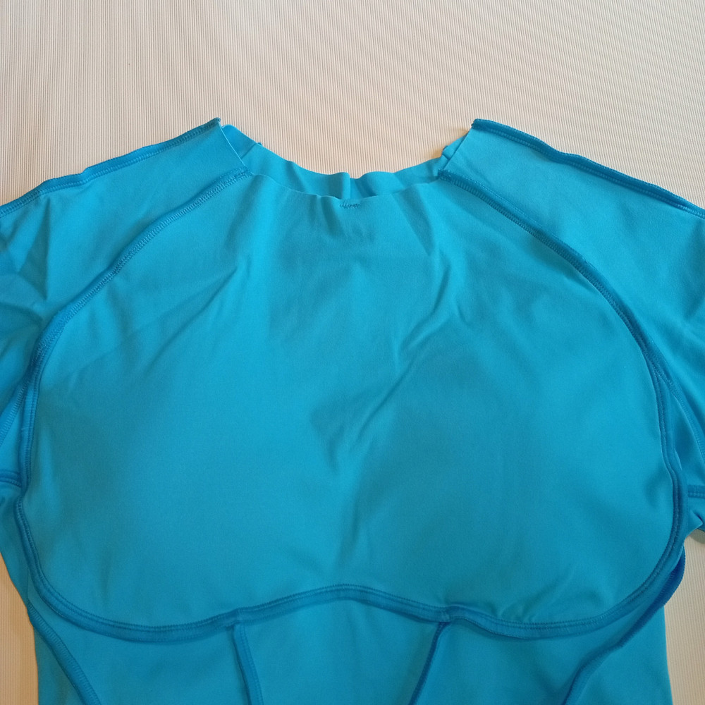 Женский фитнес комбинезон короткий с фактурными швами L Голубой яркий спортивный костюм с шортами трико боди для йоги спортзала Л Днепр - изображение 9