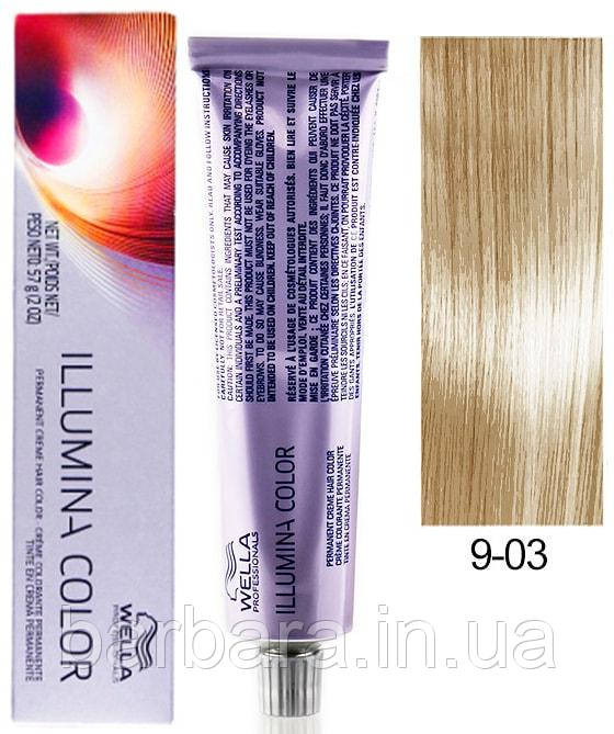 Краска для волос  Wella Illumina Сolor  9/03 оч яркий блонд натурально-золотистый Киев - изображение 1