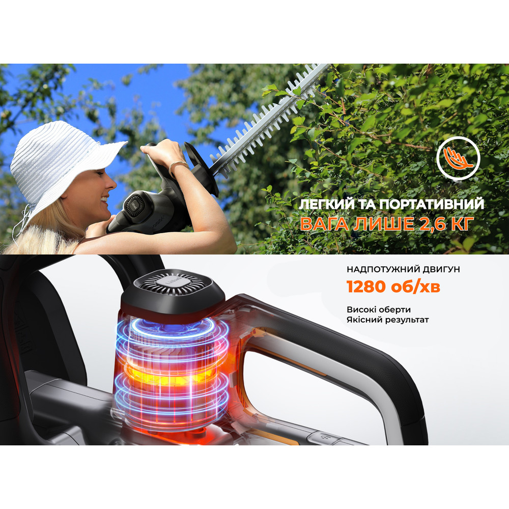 Акумуляторний кущоріз Litheli, живлення від павербанку (УМБ Litheli Power Bank 20000 mAh, 45 W, 2А в комплекті) Київ - фото 7