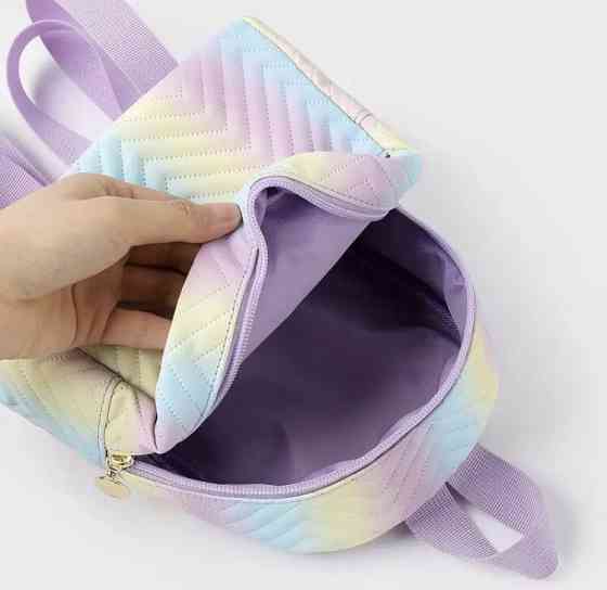 Маленький женский рюкзак, женская сумочка, сумочка для девочек, радужный, - размер 19*10,5*18,5см, 2 кармана Киев
