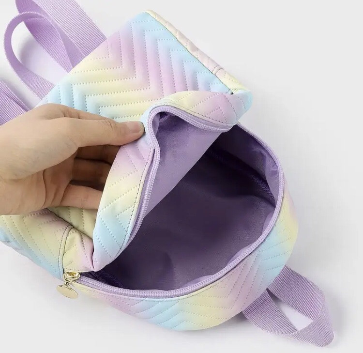 Маленький жіночий рюкзак, сумочка для дівчат, райдужна, різнокольорова,  розмір 19*10,5*18,5 см, 2 кишені зовні Київ - фото 4
