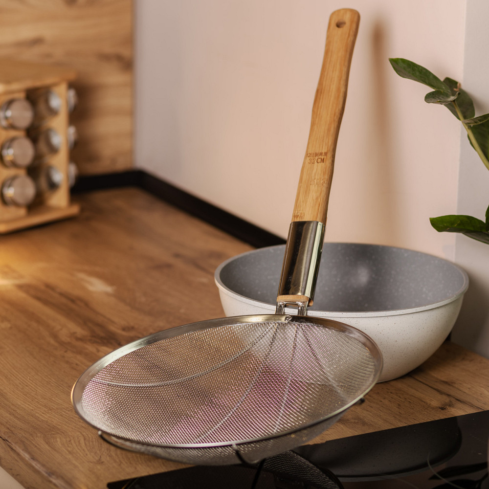 Zhongjing Шумівка "павук" з дерев'яною ручкою Ø 32 см для фритюру та вока HP-19-19-32CM Київ - фото 7