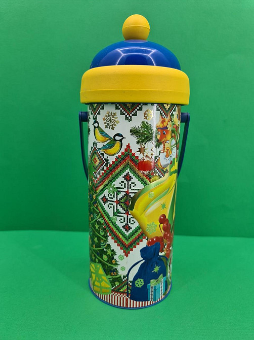 Тубус под конфеты  средний /Дед Мороз и мальчик(d-87*205mm) (1 шт) Харьков - изображение 2