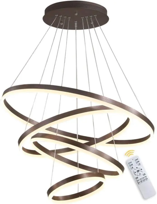 Світлодіодна люстра Олімпія PJ812С-4 40+60+80+100см (4 кільця) Коричнева Вінниця - фото 7