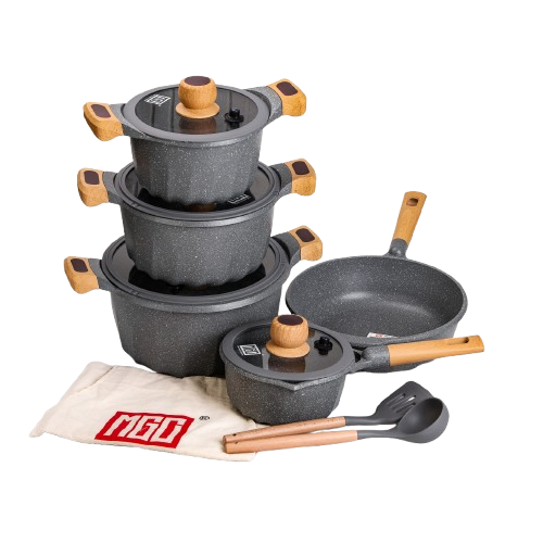 Набір посуду, 4 каструлі, алюмінієве товсте дно MGC з лопаткою і ополоником, сірий HP-4-404G Коломия
