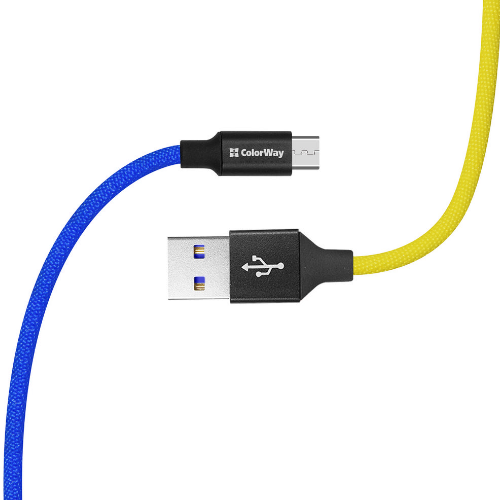 Кабель USB MicroUSB ColorWay CW-CBUM052-BLY 2,4A 1м синій/жовтий Житомир