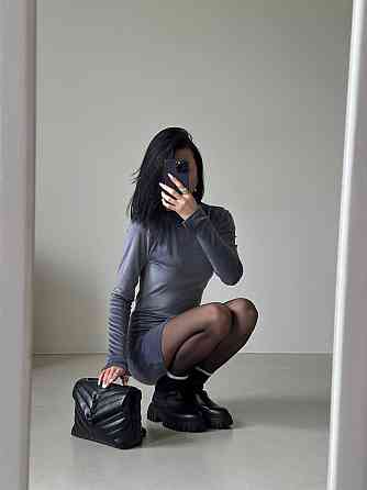 Женское праздничное элегантное велюровое мини-платье Серый, 46/48 Одесса